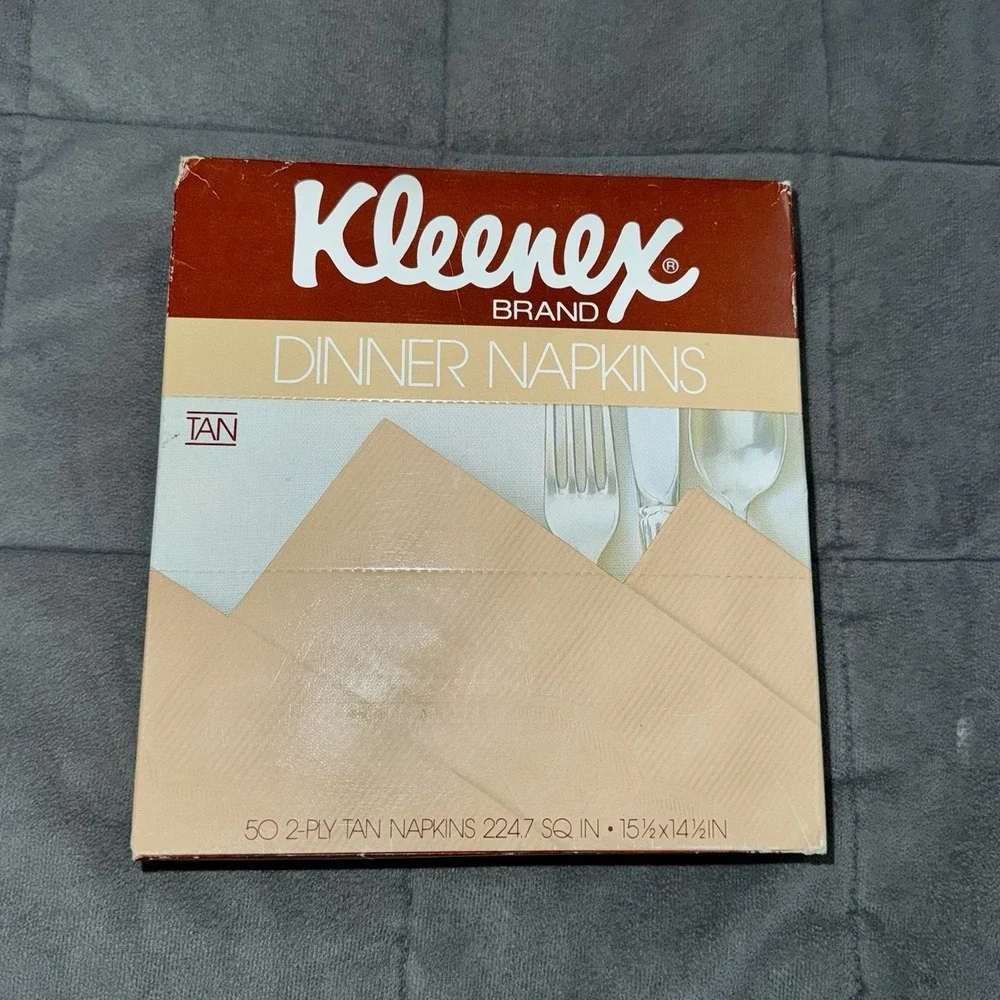 Vintage Kleenex Brand Dinner‎ Napkins 50 Count 2 Ply Tan 15.5